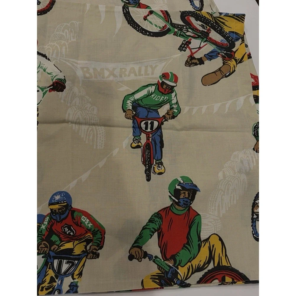Vintage BMX Dirt Bike Novelty Pillowcase Set 2 Motocross‎ Racing 80s Retro Print